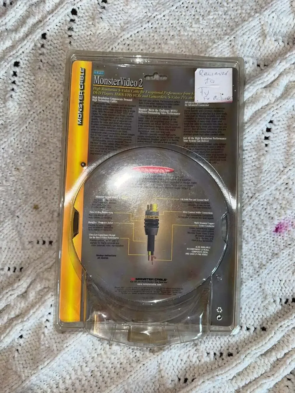 Monster Video 2 Cable for DVD, VCR, TV & Camcorders 6.6 Ft New